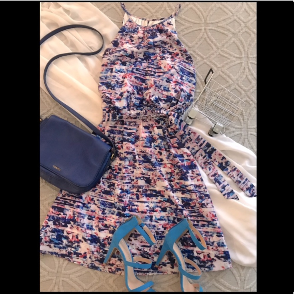 Guess High Neck Cinch Waist Sundress